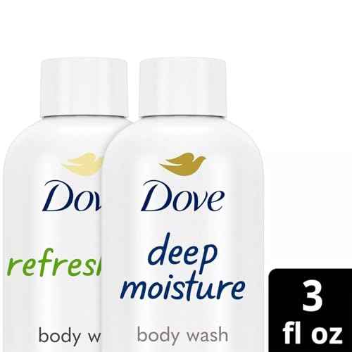 Dove Body Wash Travel Size Variety 6-Pack ? Refresh Cucumber & Green Tea + Deep Moisture, 24H Renewing Moisture for Soft Skin, 3 Oz Ea