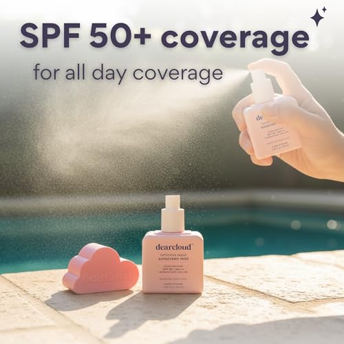 dearcloud Luminous Aqua Sun Mist SPF 30 ? Cica & Hyaluronic Acid ? Korean Sunscreen ? Spray Sunscreen for Face & Body (3.38 Fl oz)