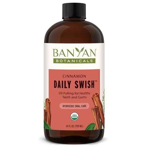 Banyan Botanicals Cinnamon Daily Swish ? Organic Ayurvedic Pulling Oil with Coconut Oil ? Mouthwash for Fresh Breath and Sparkling Oral Health* ? 24 oz ? Non GMO Sustainably Sourced Vegan