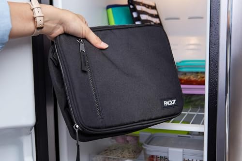 PackIt Freezable Classic Lunch Box, Black, Built with EcoFreeze® Technology, Collapsible, Reusable, Zip Closure With Zip Front Pocket and Buckle Handle, Designed for Fresh Lunches