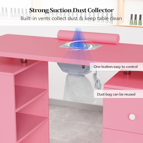 OmySalon Electric Manicure Table w/ Dust Collector & Storage