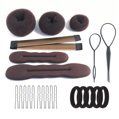 Hair Bun Maker Set with 3 Donut Shapers, Foam, Twist Clip & Pins