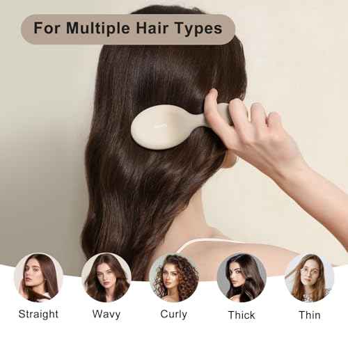 RHOS Mini Hair Brush for Women,Men and Kids, Travel Size Hair Brush for Purse & Pocket, Small Cushion Paddle Brush with Soft Bristles(1 Pack-Beige Gradient)