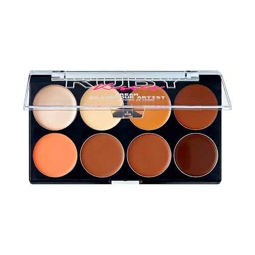 Ruby Kisses Flawless Finish with 3D Contour Cream Makeup Palette ? Lightweight, Multi-Palette, Contouring Foundation, Creamy, Sculpt &Highlighting, Define Cheekbones (Dark Medium)
