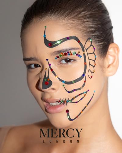 Day of the Dead Face Jewels Skeleton Costume Stick-On Gems