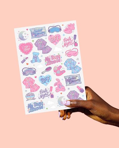 xo, Fetti Pink Sleepover Temporary Tattoos - 52 Designs