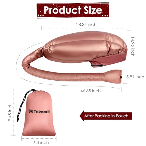 TEPENAR Extra Large Rose Gold Hair Dryer Bonnet Attachment for Fast & Even Drying