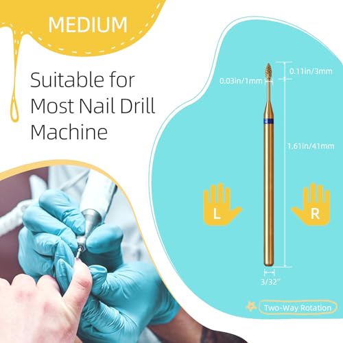 1mm Mini Flame Cuticle Cleaner Nail Drill Bits - 5Pcs Titanium Set