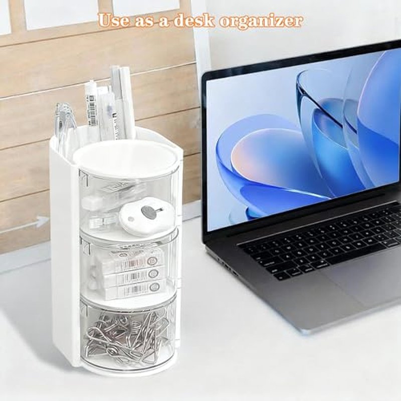 3-Tier Rotating Jewelry Organizer & Makeup Brush Holder