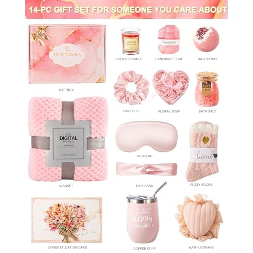 Valentines Day Gifts for Women,Valentines Day Relaxing Spa Gift Baskets for Her,Happy Birthday Gift Ideas Basket
