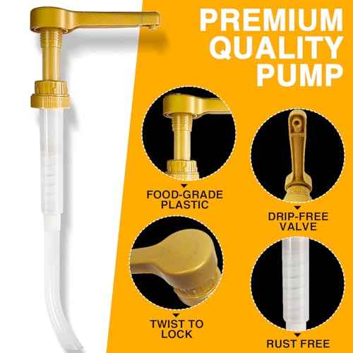 1 Pack Gold Sauce Pump Dispenser for 64 oz Chocolate and Caramel Sauce Bottles, Reusable Large 15CC Syrup Pump for Vanilla Mocha Sauces