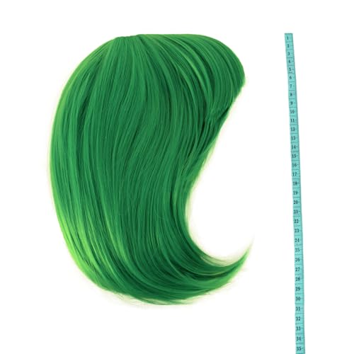 MapofBeauty 12" Green Short Bob Wig with Flat Bangs