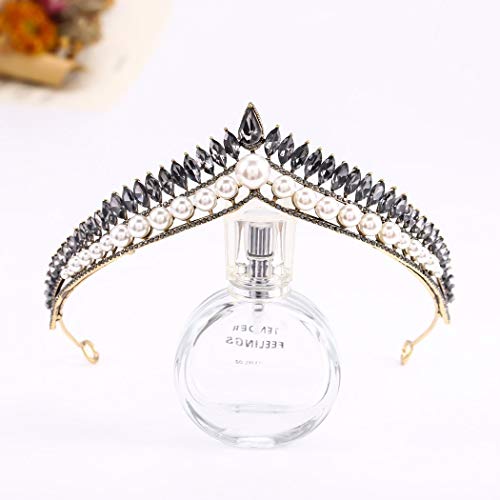 Aularso Bride Wedding Crown Silver Rhinestone Crown Crystal Bridal Hair Accessories Wedding Jewelry Set for Women (Black)