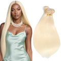 AuokMar Blonde S 30 32 34 Inch 613 Straight Human Hair Bundles Double Weft - Soft & Natural