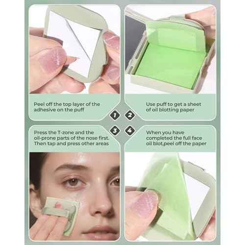 300 Oil Blotting Sheets for Face with Mirror & Puff Set | Oil Absorbing Sheets for Oily Skin | High-Performance Oil Control | Say Goodbye to Greasy | Summer Essentials for Women