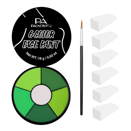 PASNOWFU 6-Color Green Face & Body Paint Palette – SFX Makeup, Witch Edition