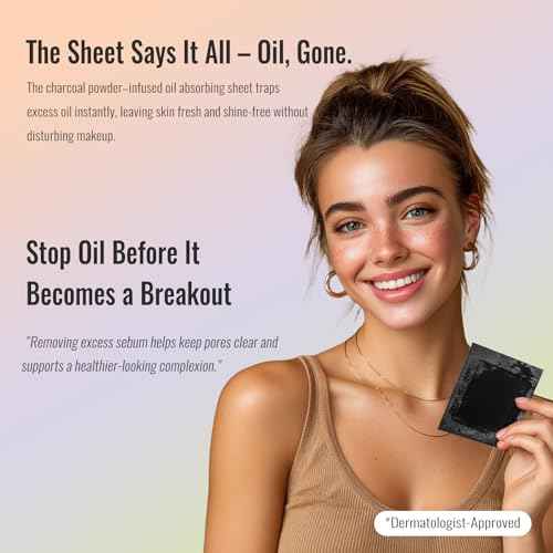 Oil Absorbing Sheets with Mirror & Puff, Natural Oil Control Film, Blotting Paper for Face & Hair, Makeup Friendly, Shine Control for Oily Skin, Matte Finish, 100 Sheets