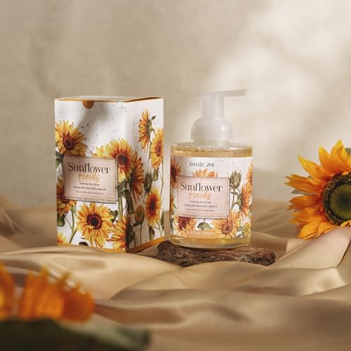 ROMIIE ZOI Foaming Hand Soap ? Sunflower Fields ? 500ml / 16.8 FL OZ - Autumn Floral Soap for Women, Thoughtful Gift for Fall Occasions