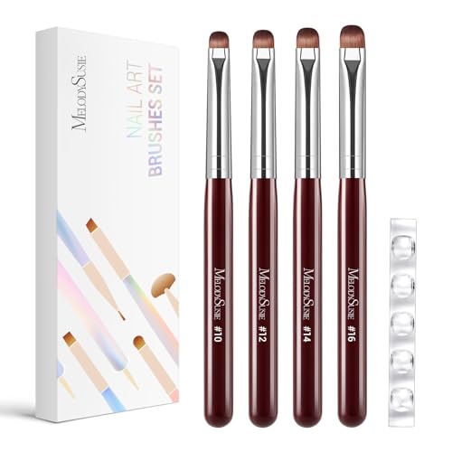 French Manicure Nail Brush Set 4Pc with Rosewood Holder