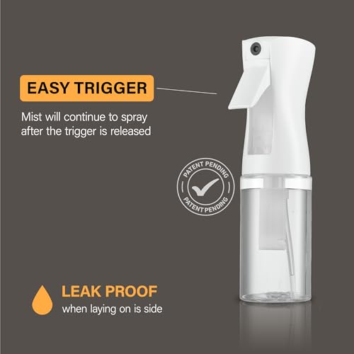 SUPER+ Continuous Spray Bottles - Ultra Fine Mist for Hair & Styling (2-Pack, 6.8oz)