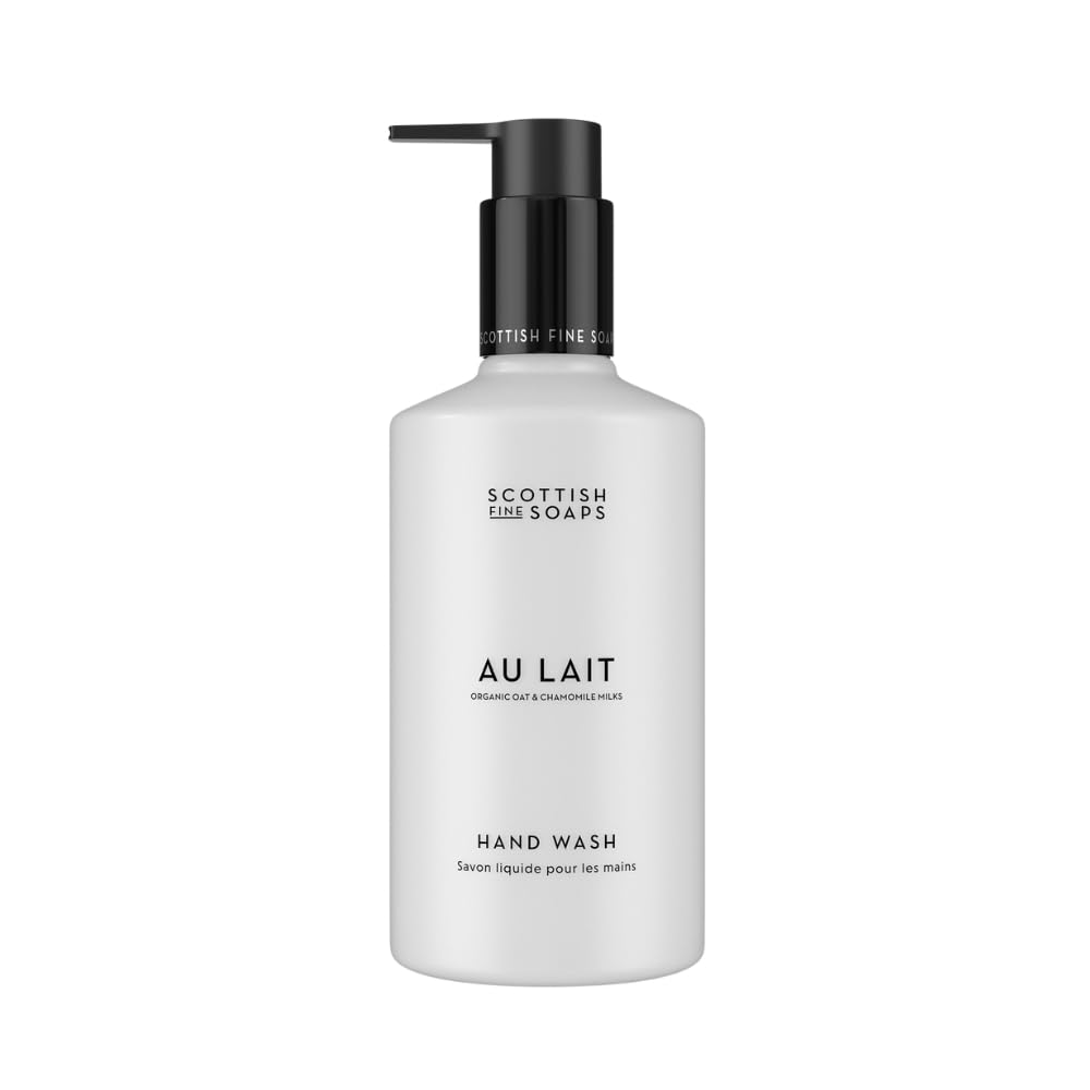 Scottish Fine Soaps Au Lait Hand Wash, White, Vegan Friendly, Creamy Fresh Scent with Chocolate, Coconut, Milk, Sandalwood, Violet Notes, 300ml
