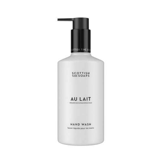 Scottish Fine Soaps Au Lait Hand Wash, White, Vegan Friendly, Creamy Fresh Scent with Chocolate, Coconut, Milk, Sandalwood, Violet Notes, 300ml