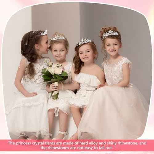 Tondiamo 50 Pcs Tiaras Bulk for Girls Princess Crown Rhinestone Tiaras Bendable Adjustable Headband for Kid Hair Accessory