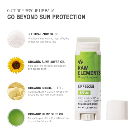 Raw Elements Organic Sunscreen Lip Balm - SPF 30, Reef-Safe