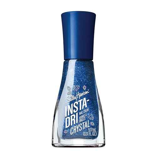 Sally Hansen Insta-Dri Crystals Nail Polish | Quick Dry, Long Lasting, Streak-Free Shine | Opaque, Shimmery | 123 Cobalt Blue | Dark Blue Nail Color.