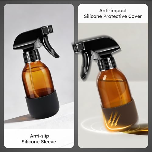 360° Glass Spray Bottles, 4oz, Adjustable Nozzle, 2 Pack
