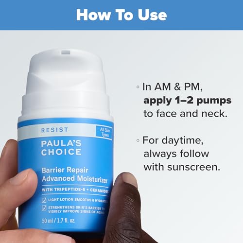 Paula's Choice RESIST Barrier Repair Advanced Face Moisturizer with Ceramides, Peptides, Deep Hydration Face Cream for Wrinkles, Anti-Aging for All Skin Types, Fragrance-Free, 1.7 Fl Oz