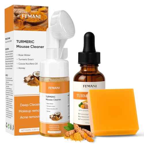 Turmeric Face Wash Set, Turmeric Facial Cleanser& Soap Bar & Oil for Face & Body Suit to All Skin Type, Protect Sensitive Skin Improve Skin Condition Soothing Irritation
