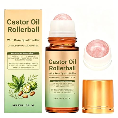 RAINPOT Organic Castor Oil Roll-On with Rose Quartz Applicator