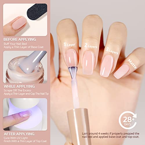 GAOY Sheer Gel Nail Polish 16ml Light Pink UV Cure