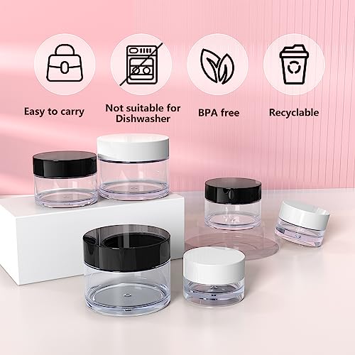 Travel Size Cosmetic Containers 6 Pack (0.17/0.5/1 oz)