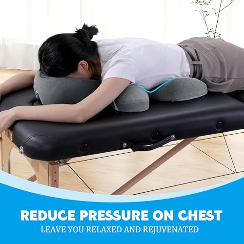 MABOZOO Face Down Massage Pillow, Face Down Pillow for Sleeping with Non-Slip Bottom, Home Head Cushion and Chest Cushion for SPA, Sleep (Gray)