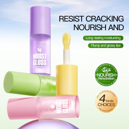 4-Piece Hydrating Lip Oil Set - Avocado, Grape, Peach, Honey