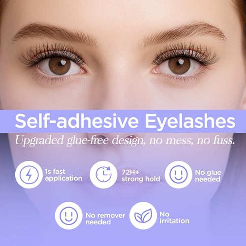 Self-Adhesive Lash Clusters - No Glue Needed, D Curl