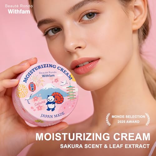 Beaute Rondo Withfam Moisturizing Cream, Delicate Sakura Scent, J-Beauty, Perfect for a Gift, Gentle for Kids, Toddlers, Teenagers, Expectant Mothers and Sensitive Skin, Net Wt. 2.65 oz (75 g)