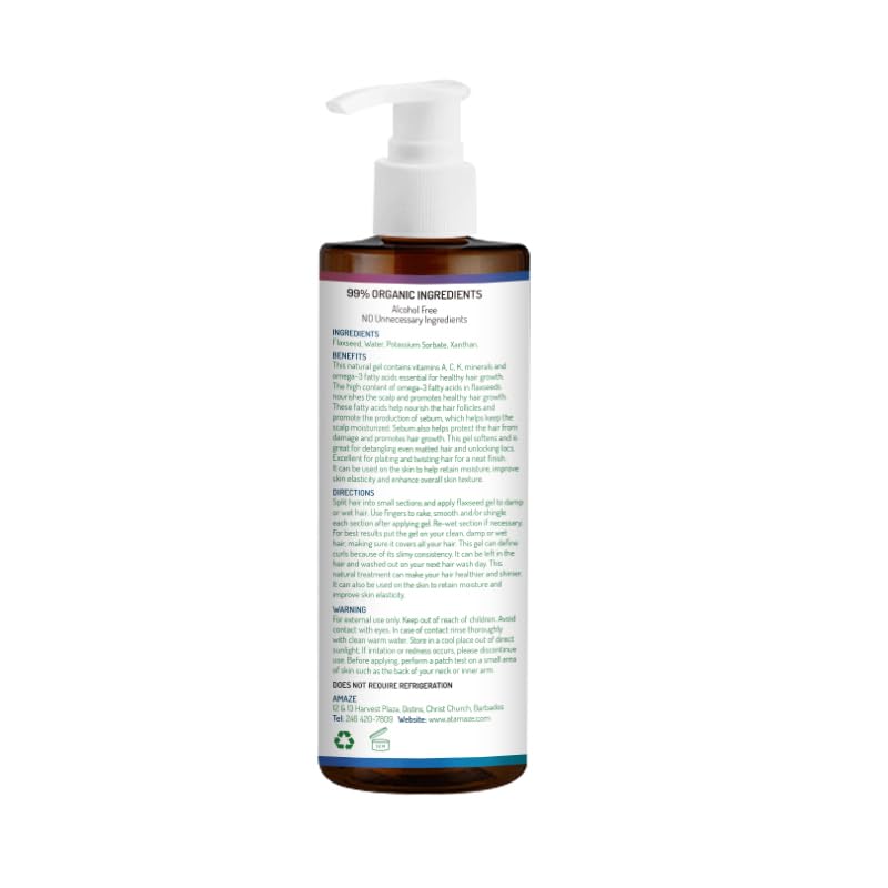 ATAMAZE Pure Flaxseed Gel for Hair & Skin - Hydrating Curl Defining Gel