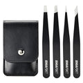 Professional Stainless Steel Eyebrow Tweezers Set - 4 Pack for Facial Grooming