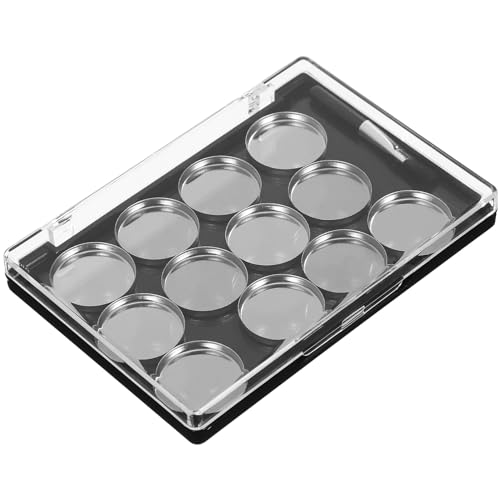 FRCOLOR Magnetic Eyeshadow Storage Box Compact Makeup Palette Organizer with Brush Holder Space-Saving Design for Home and Travel Use