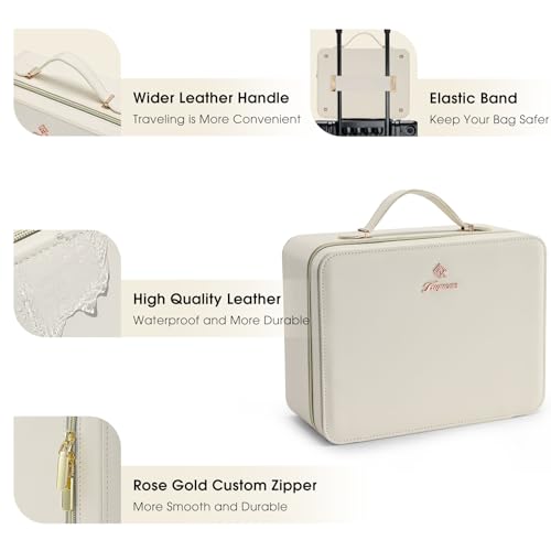 Faquenc Leather Makeup Case with LED Mirror – 11.4" Travel Organizer