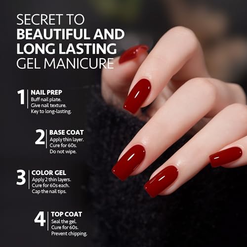 GAOY Burgundy Red Gel Nail Polish Set - 6 Long-Lasting UV Colors for Nail Art