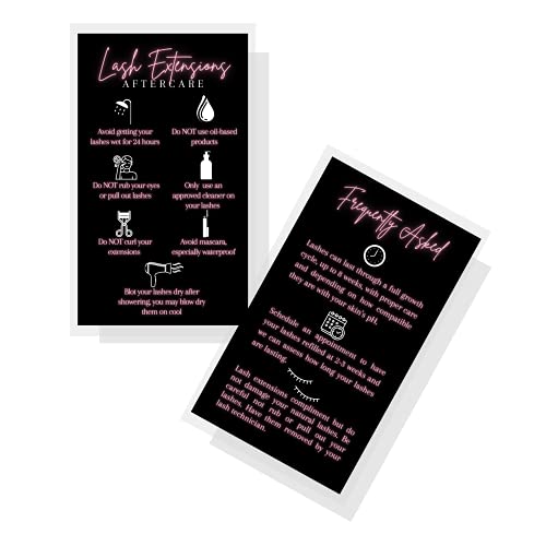 Lash Extension Aftercare Cards - 50 Pack, 2x3.5" Business Card Size