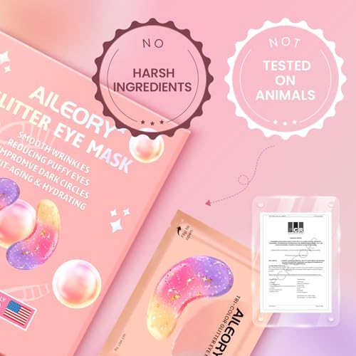 Under Eye Patches (24 Pairs) - Tri-color Glitter Eye Gel Pads for Dark Circles, Puffy Eyes, Under eye Bags, Wrinkles | Natural Collagen Under Eye Mask Patches, Gel Under Eye Patches