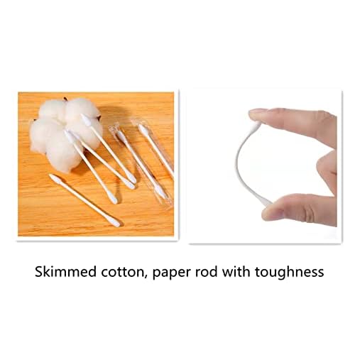 Cotton Swabs, Q Tips, 100 Count Natural Cotton Buds, Individually Wrapped Double Tipped Cotton Tips for Ear, Beauty Care, Cleaning (Round & Pointed Shape Cotton Heads)