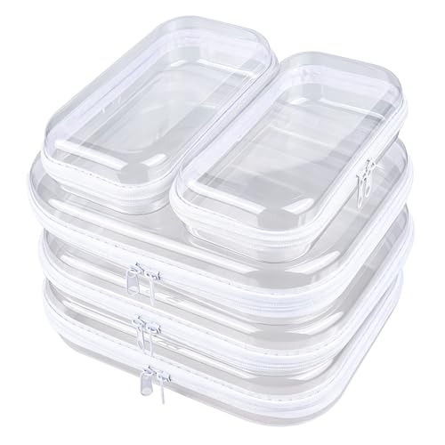 5-Pack Clear Hard Shell Zipper Cases with Lids
