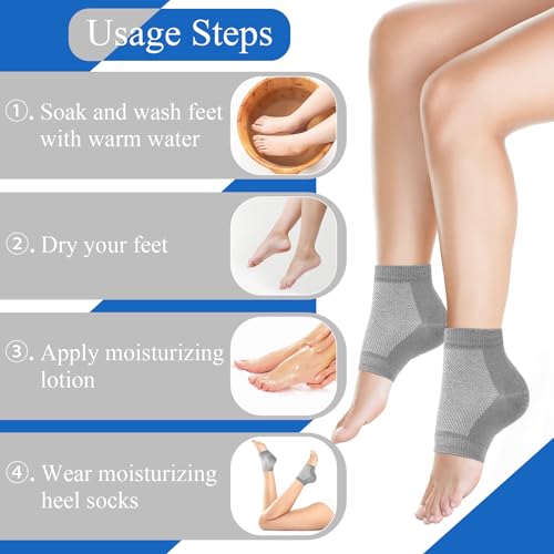 12 Pairs Toeless Moisturizing Heel Socks for Dry Cracked Feet Repair