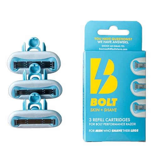 Cartridge Refill Box -5-Blade Replacements for BOLT Razor - Swedish Steel with Aloe Vera and Vitamin E for Coarse Hair -Pack of 3